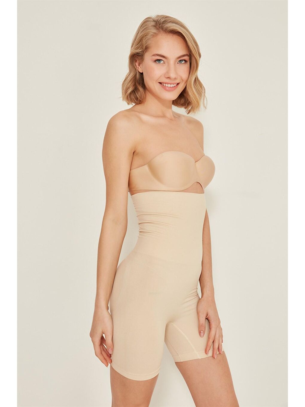 Bej C12014 Kadın Double Korse Boxer Ten-3