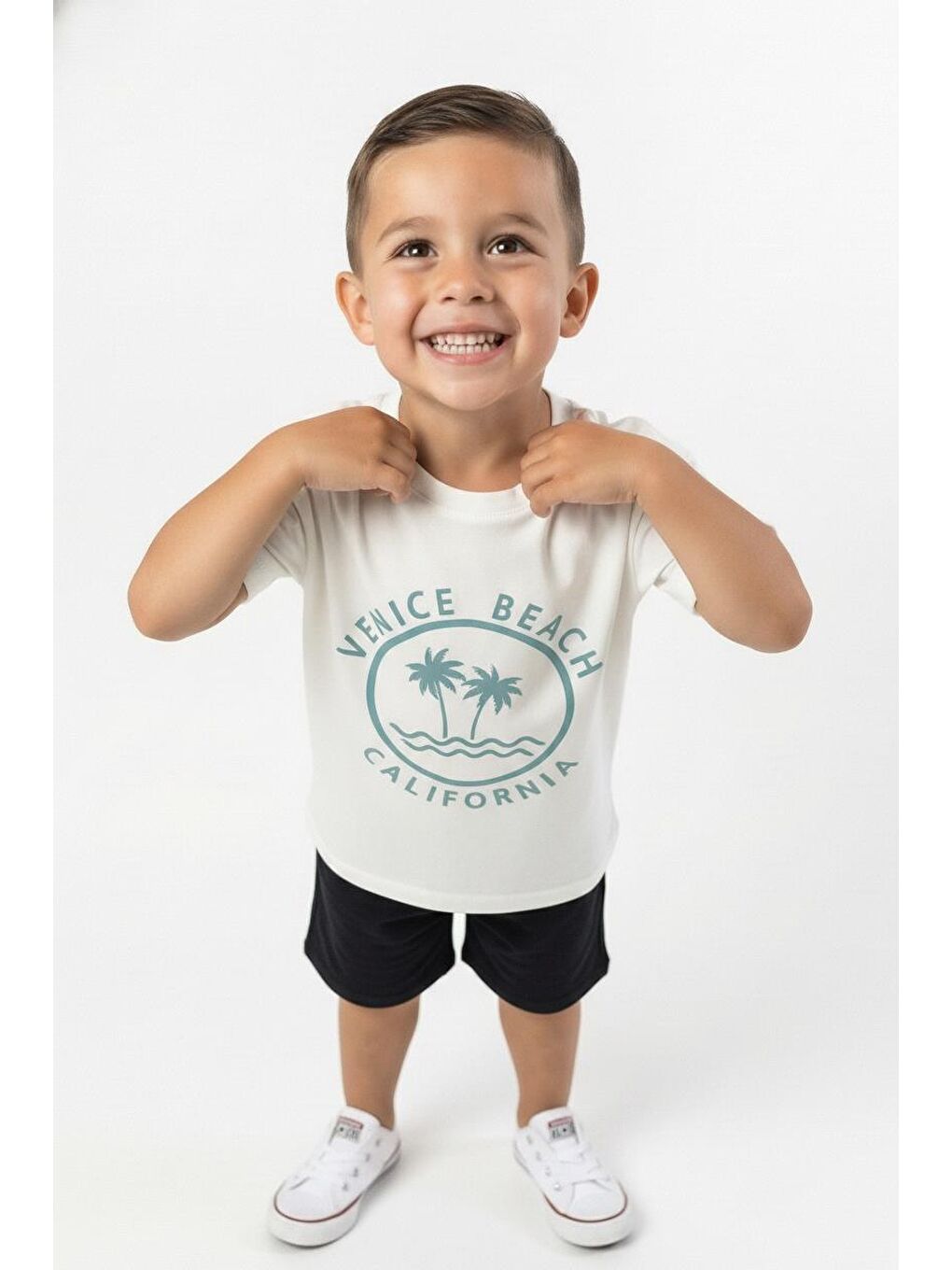 Yeşil California Baskılı Tişört-4