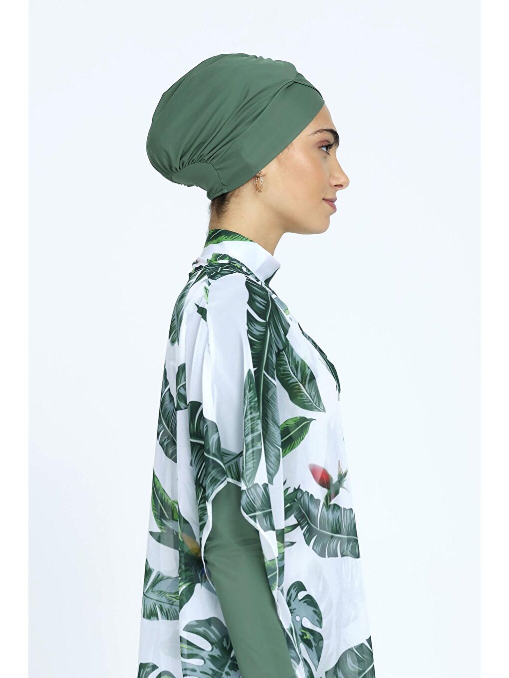 Yeşil Kombin Çapraz Tesettür Deniz Bonesi-1