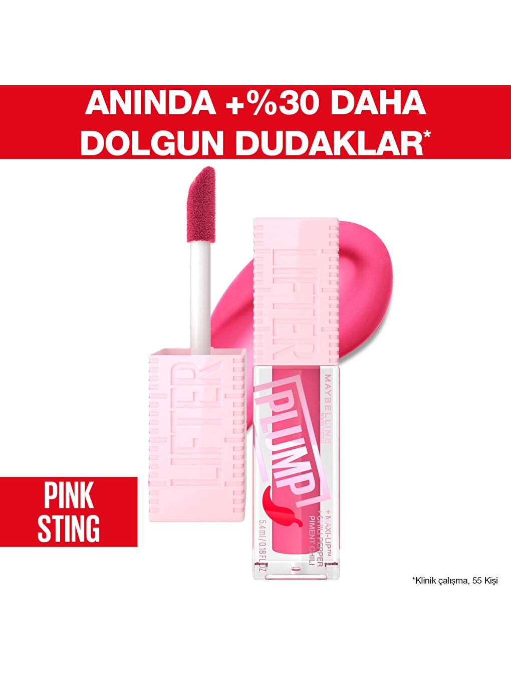 MAYBELLINE NEWYORK Pembe Lifter Plump Dudak Parlatıcısı- 003 Pink Sting