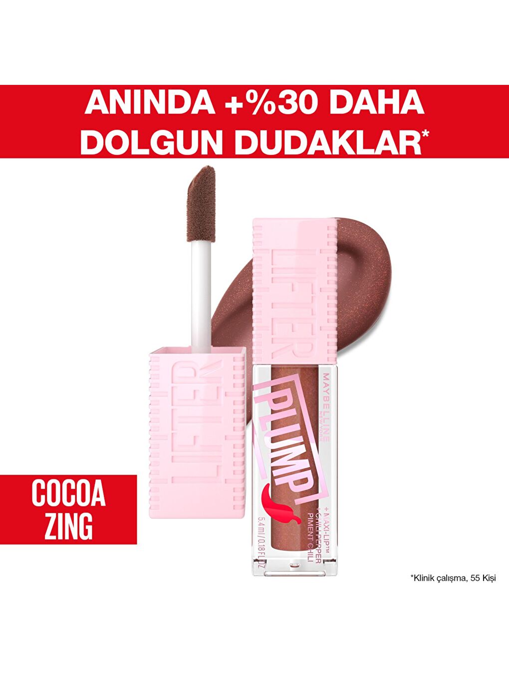 MAYBELLINE NEWYORK Kahverengi Lifter Plump Dudak Parlatıcısı- 007 Coca Zing