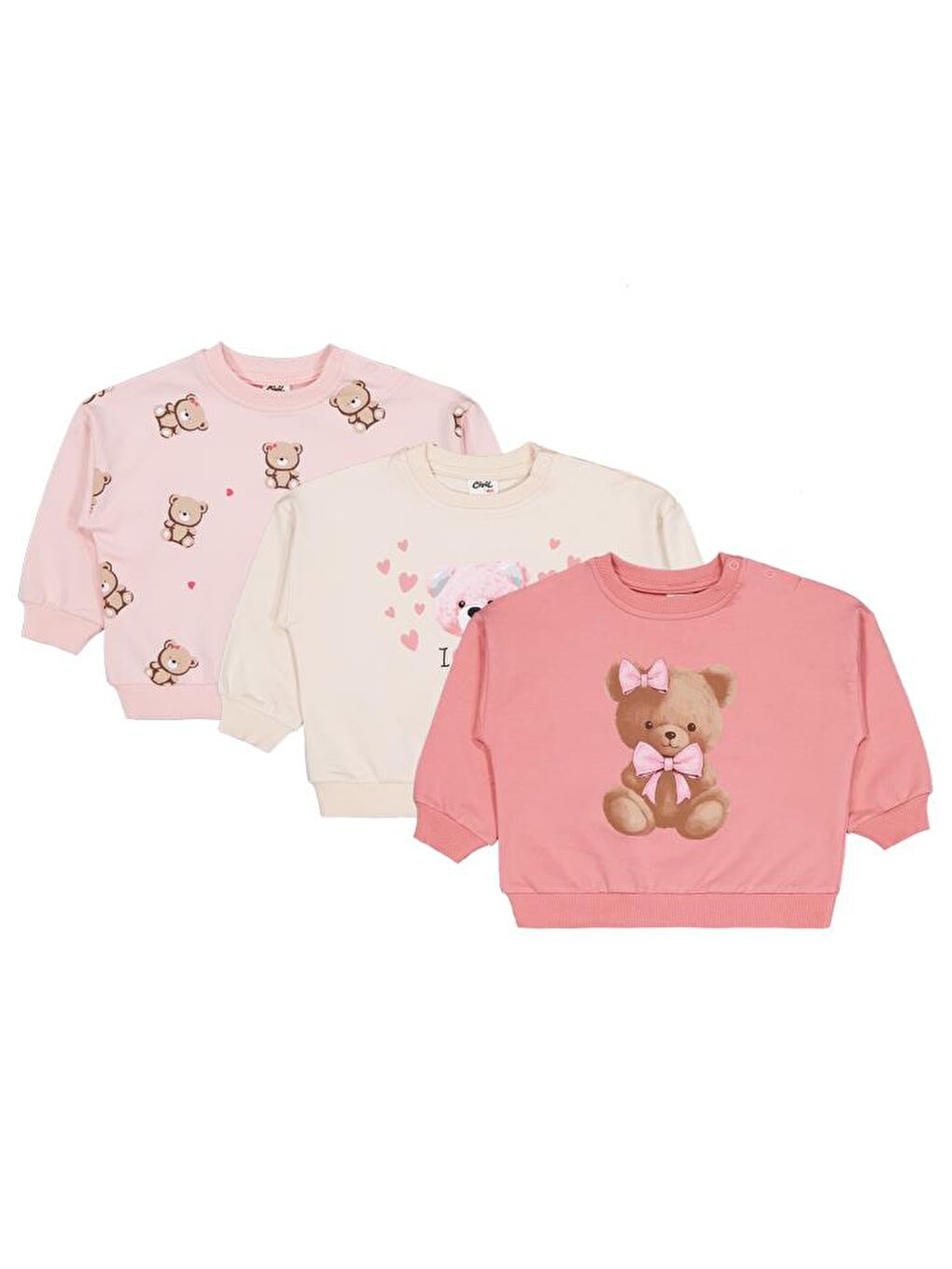 Beyaz Baby Ayıcık Baskılı 3'lü Set 6-18 Ay Sweatshirt
