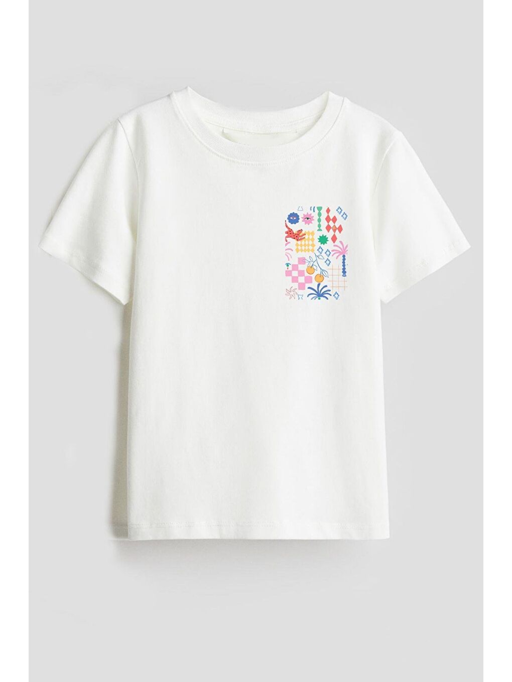 Ekru Unisex Çocuk Yazı Baskılı Pamuklu T-Shirt