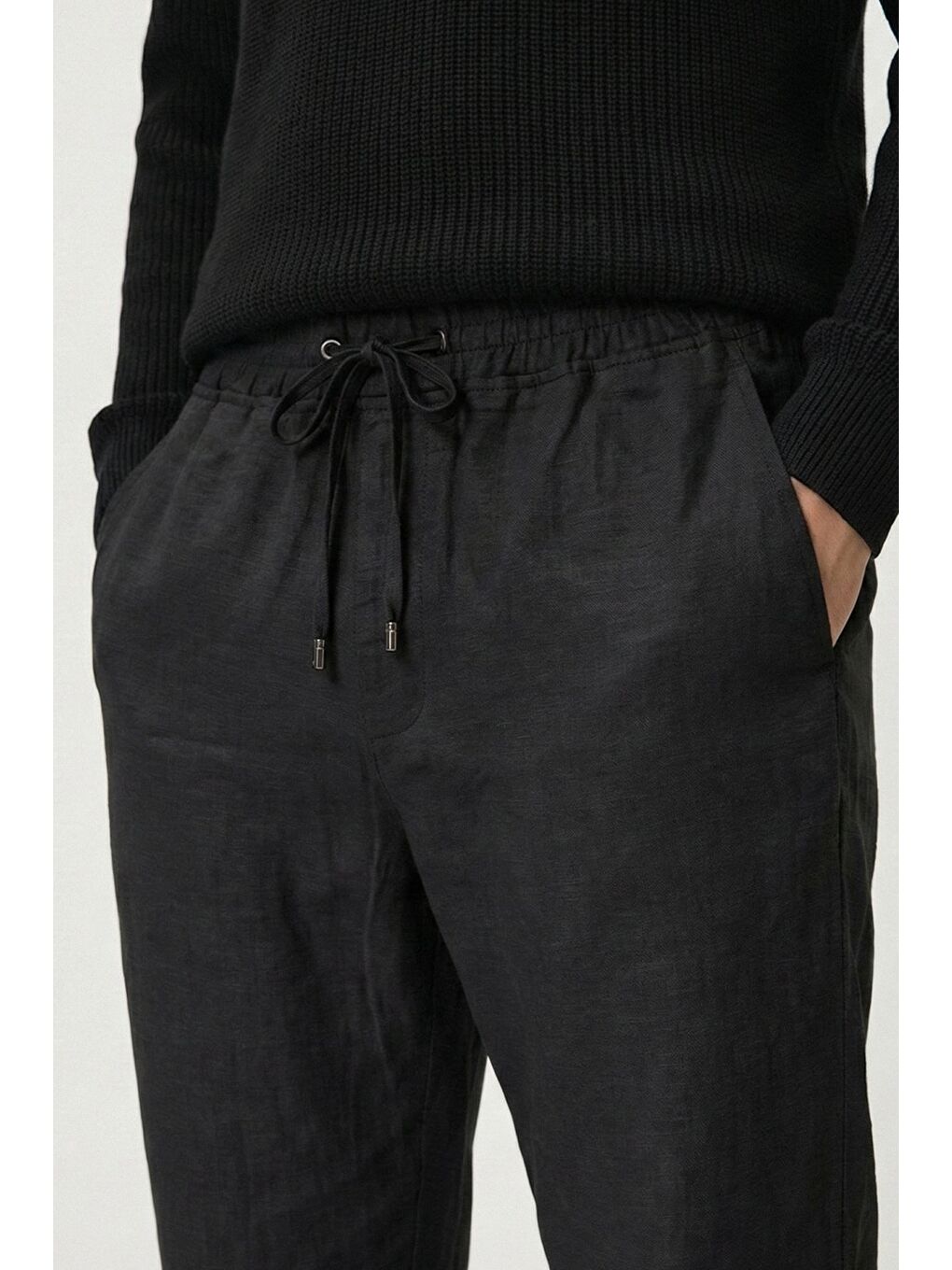 Giotelli Siyah Dokuma Kumaş Normal Bel Standart Boy Erkek Pantolon-1