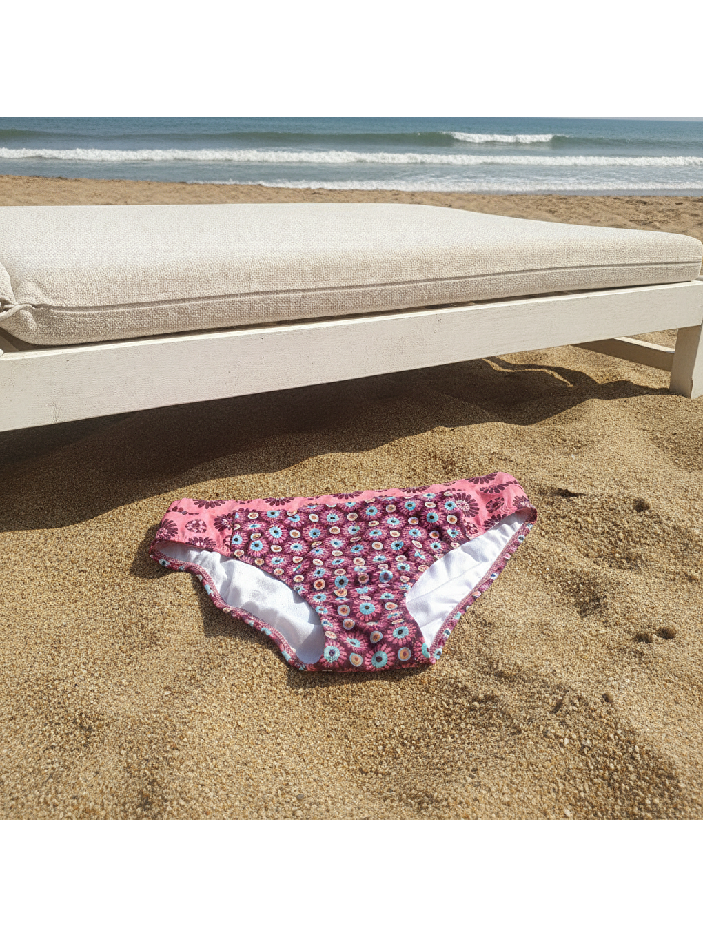Karışık Kadın Plaj Giyim Gül Kurusu Çiçek Desenli Bikini Alt Bb2561-3