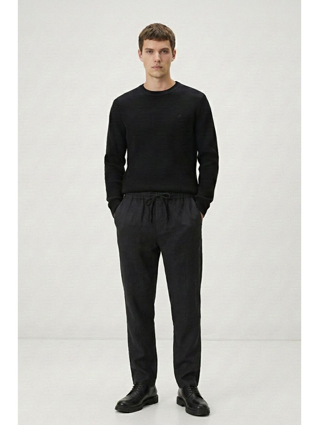 Giotelli Siyah Dokuma Kumaş Normal Bel Standart Boy Erkek Pantolon-2