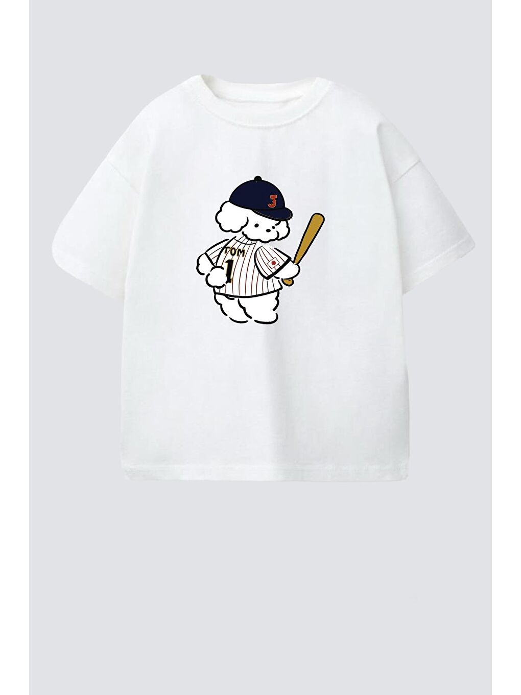 Ekru Erkek Çocuk Pamuklu Bisiklet Yaka Baskılı T-Shirt