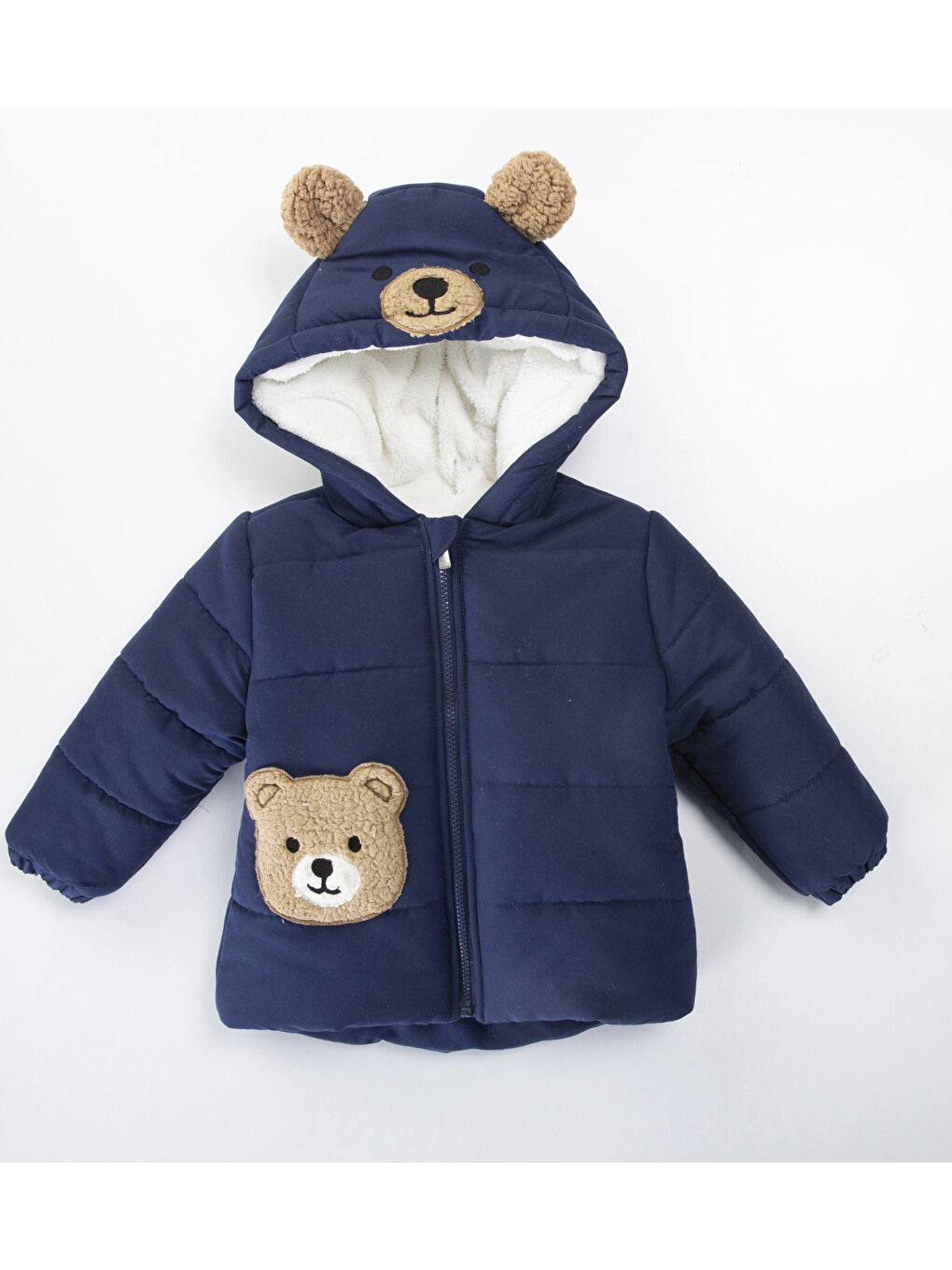 Lacivert Ayı İşlemeli Erkek Mont 51429