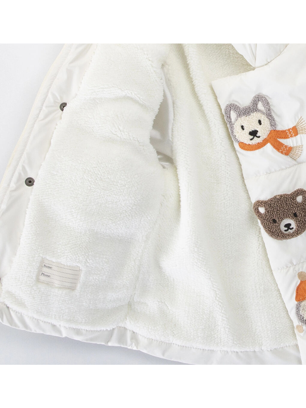 Beyaz Hayvanlar İşlemeli Erkek Mont 51420-2