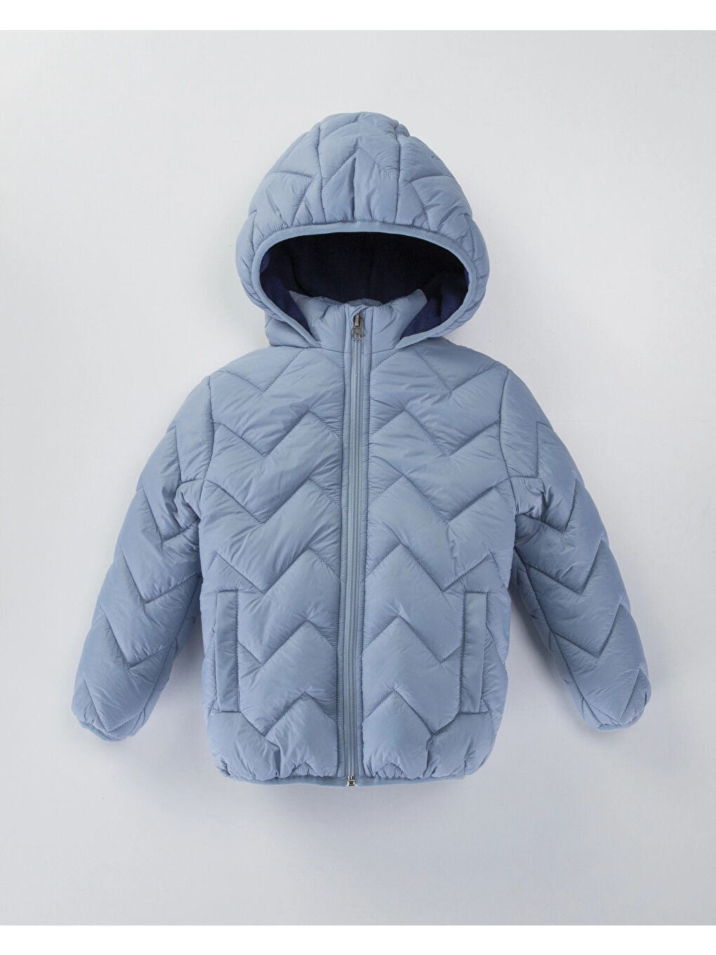 Turkuaz Desenli Kapüşonlu Erkek Çocuk Mont 51328