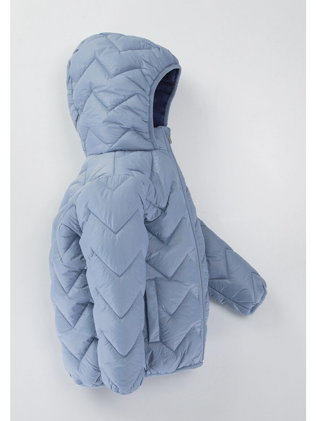 Turkuaz Desenli Kapüşonlu Erkek Çocuk Mont 51328-1