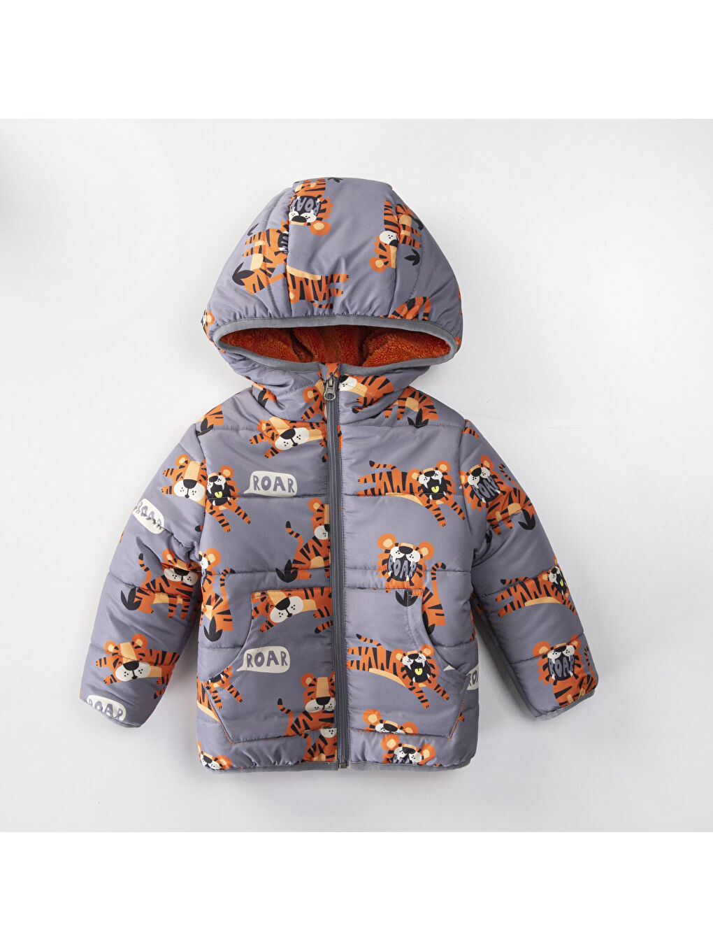 Gri Kaplan Desenli Erkek Bebek Mont 51329