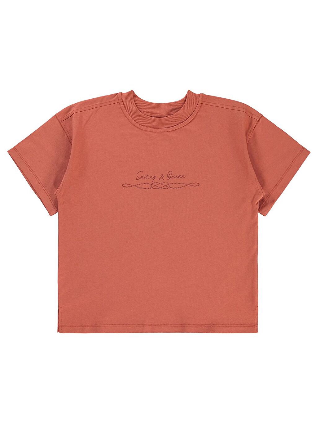 Turuncu Boys Erkek Çocuk Tişört 6-9 Yaş Koyu Bakır