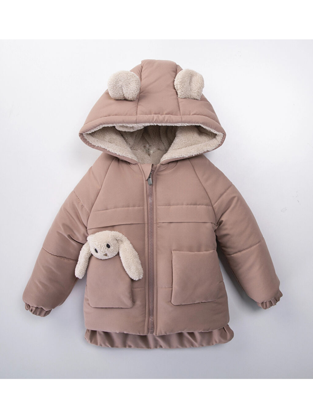 Pembe Tavşan Kulaklı Kız Mont 50327