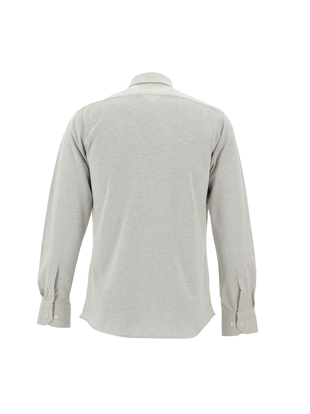 Bej Uzun Kol Slim Fit Dar Kesim Desenli Örme Pamuk Gömlek-1