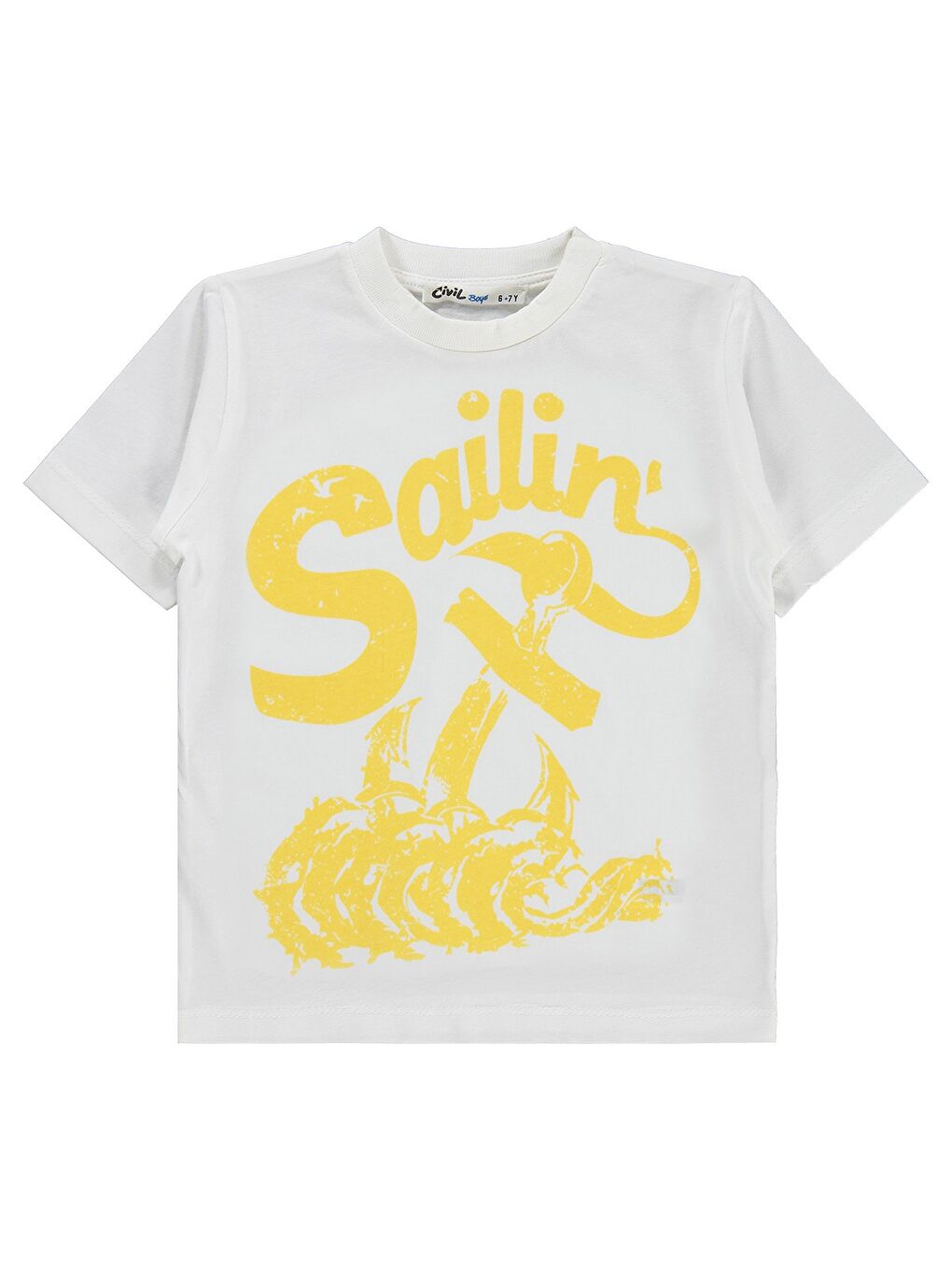 Sarı Boys Sailin Baskılı Tişörtlü 6-9 Yaş Gömlek - Hardal 8-9 Yaş-2