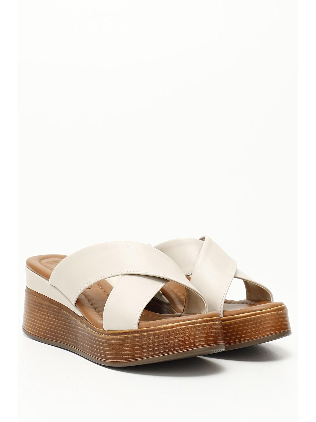 Bej BEJ  Dolgu Topuklu Kadın Terlik 35712-1