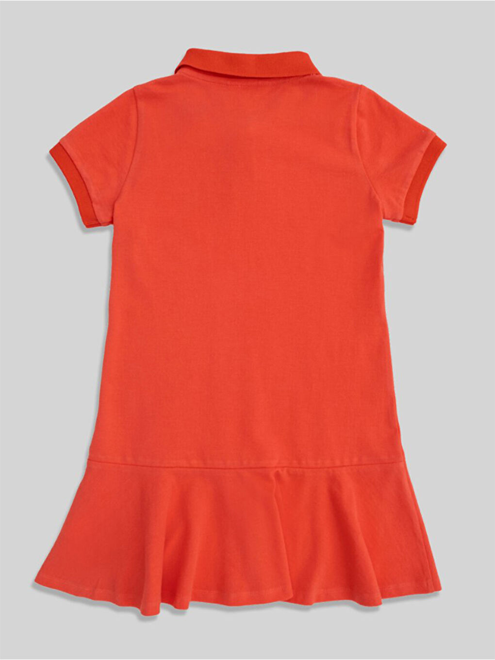 Kırmızı Leon Mercan Pamuklu Polo Yaka Kız Çocuk Elbise-2