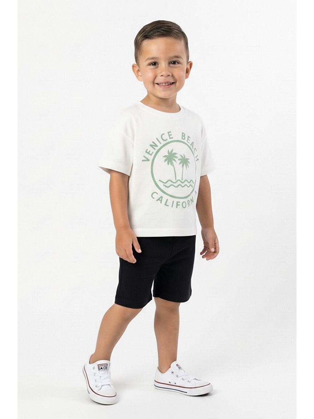 Yeşil California Baskılı Tişört-1