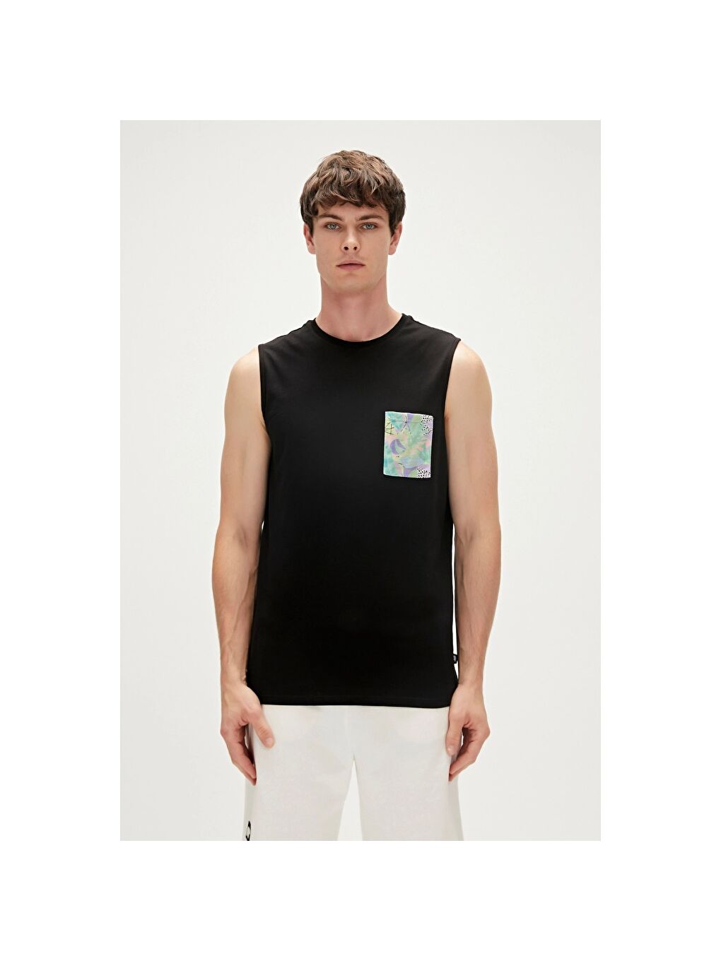 Monstera Erkek Siyah Bisiklet Yaka Kolsuz Tişört