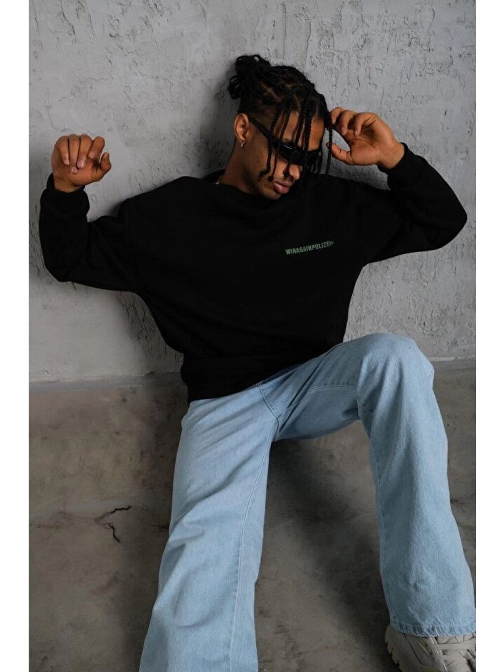 Siyah Erkek Oversize Sweatshirt-2