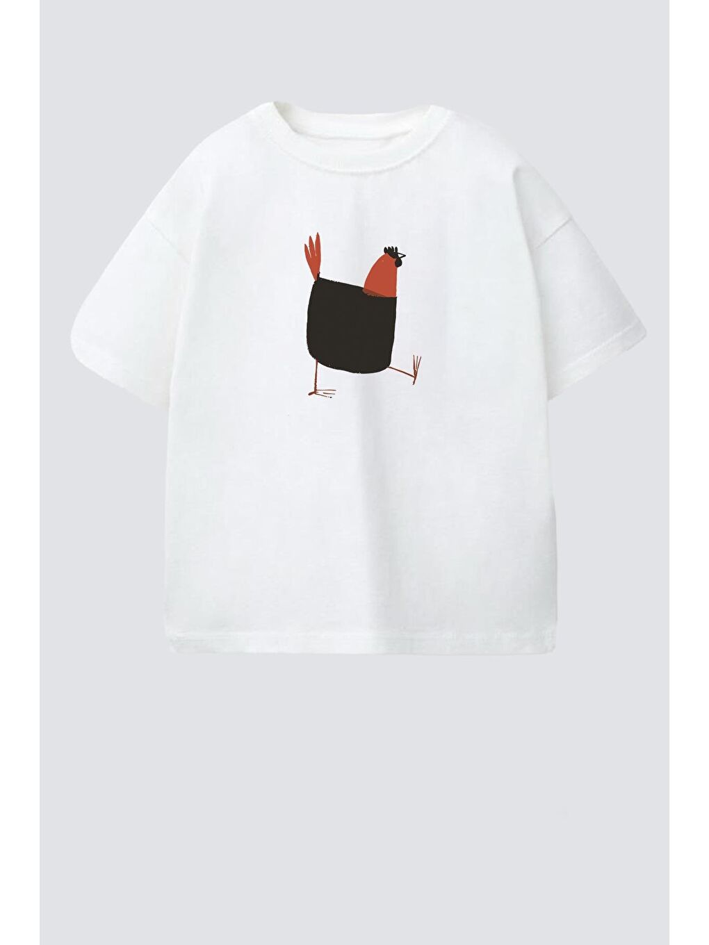 Ekru Unisex Çocuk Pamuklu Bisiklet Yaka Baskılı T-Shirt