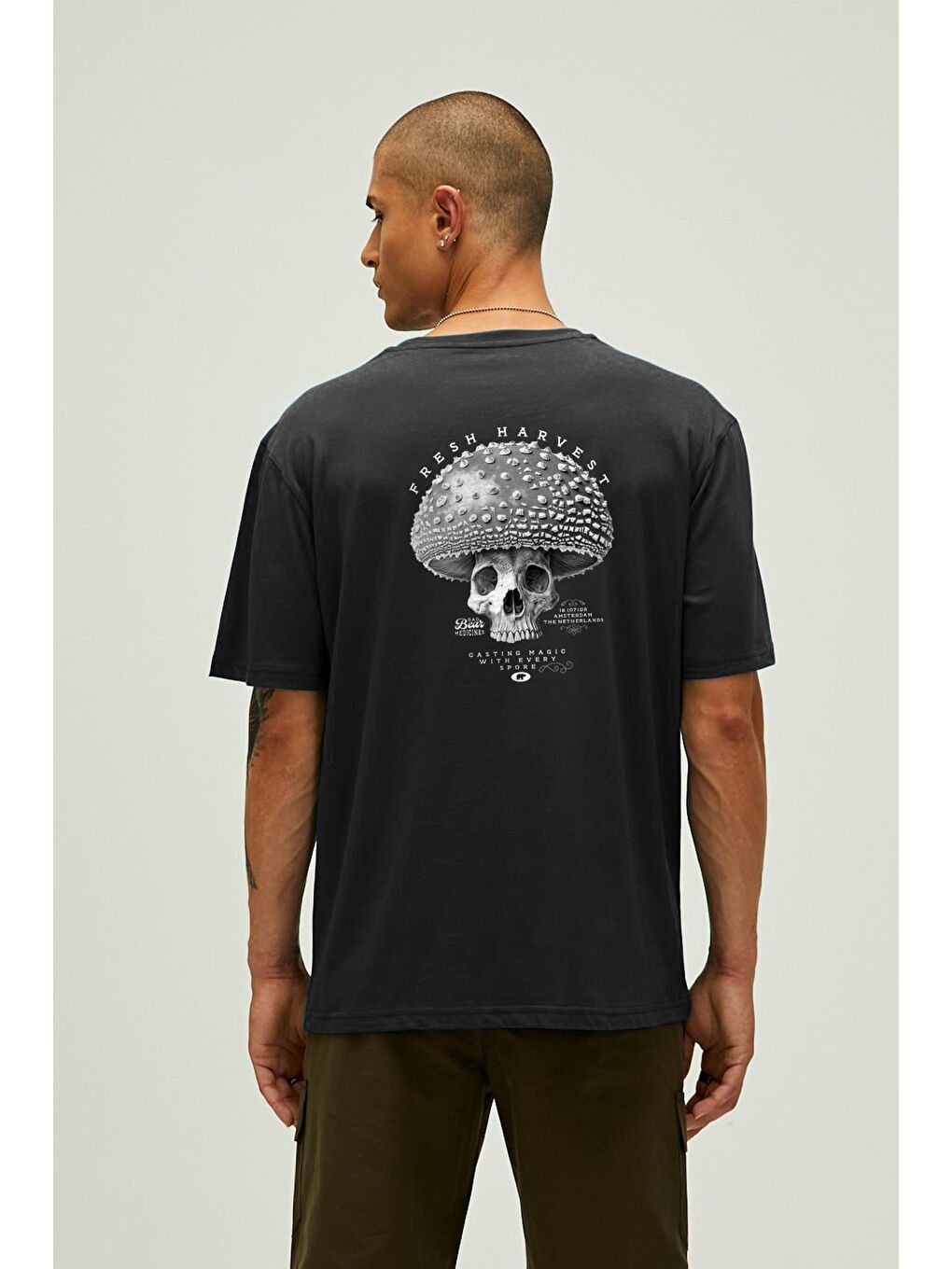 Fresh Siyah Erkek Baskılı Tişört-1