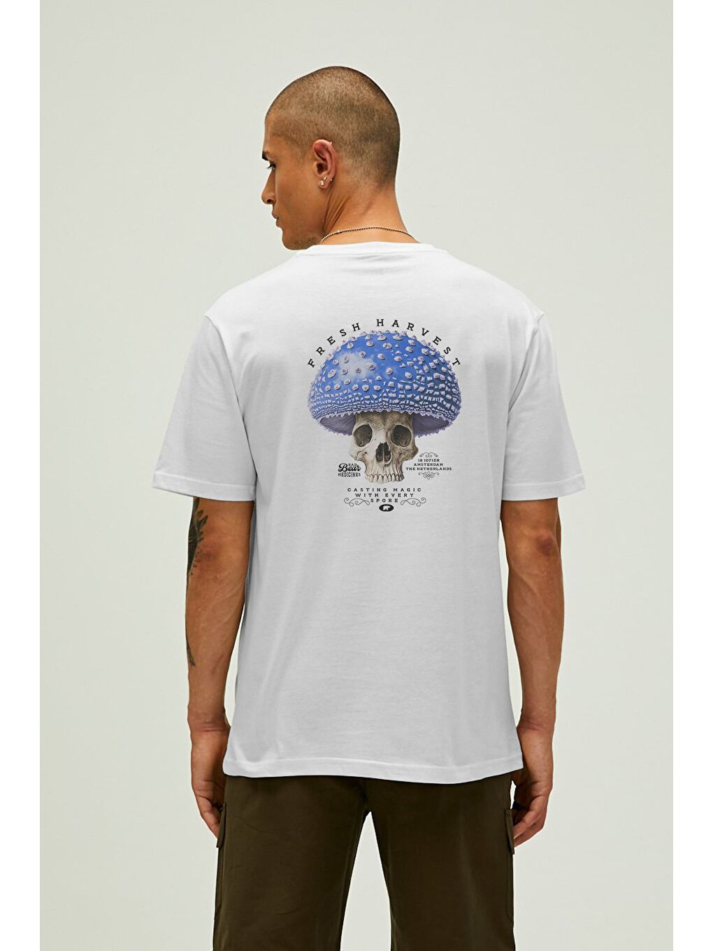 Fresh Beyaz Erkek Baskılı Tişört-2