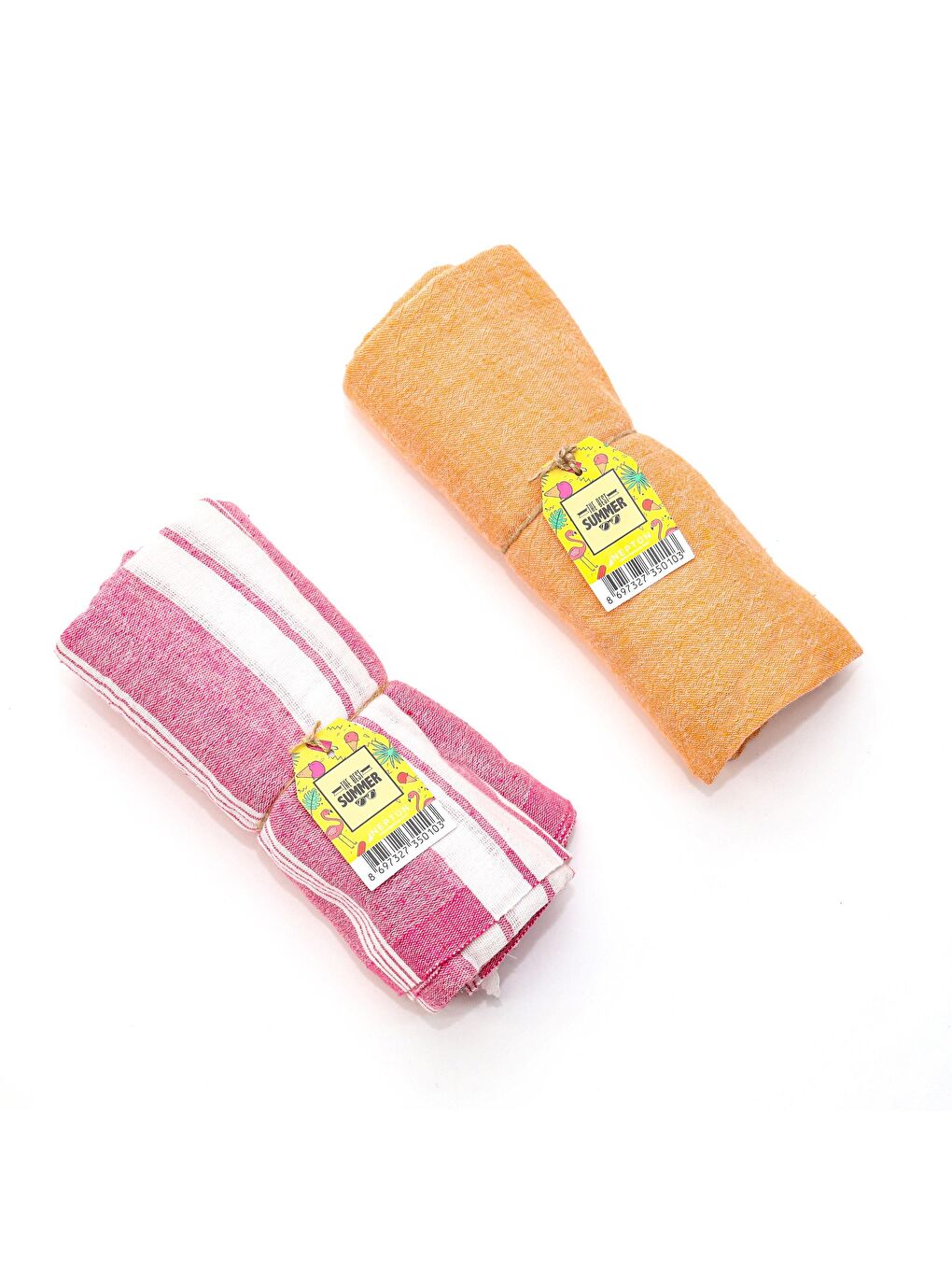 Pembe ve Turuncu Yıkanmış Pamuk Peştemal Seti