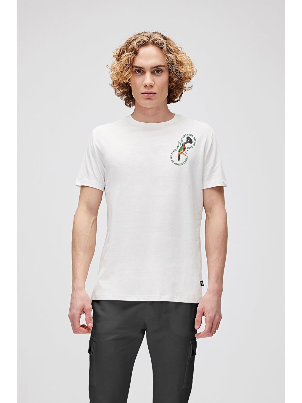 Nature Band Beyaz Erkek Baskılı Tişört