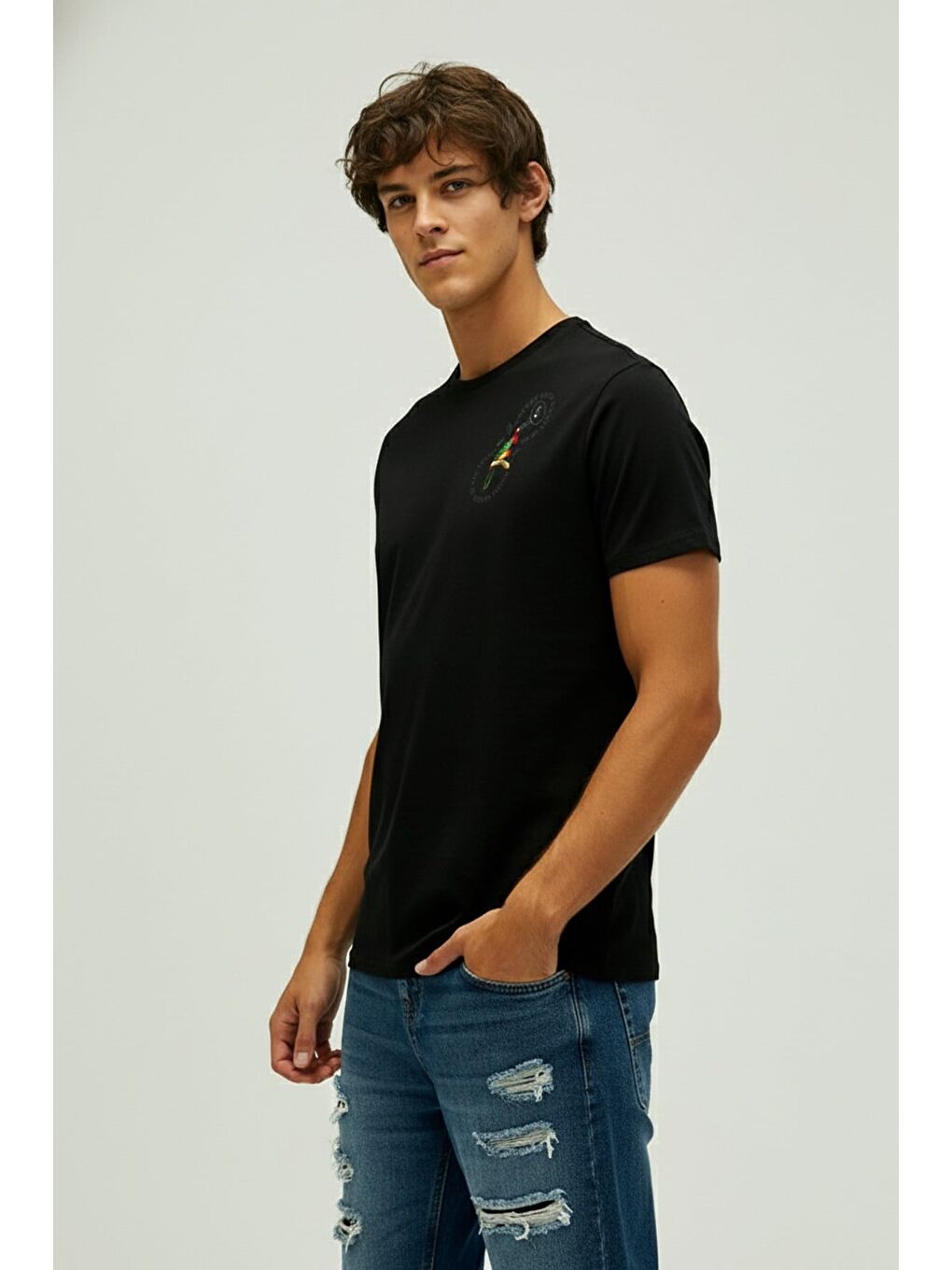 Nature Band Siyah Erkek Baskılı Tişört-1