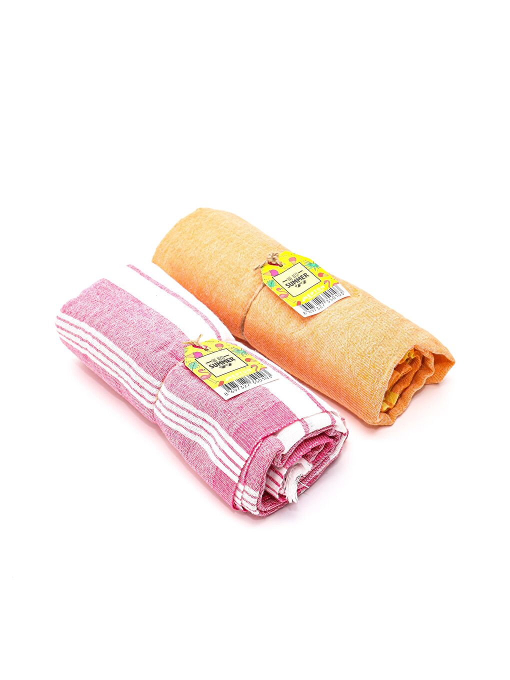 Pembe ve Turuncu Yıkanmış Pamuk Peştemal Seti-1