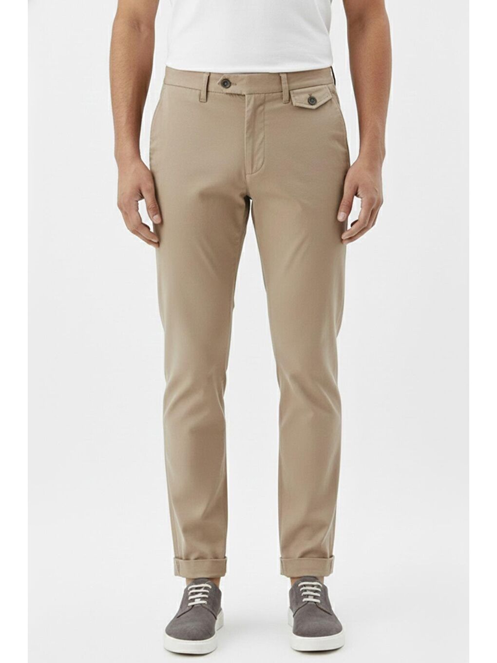 Bej Giotelli Vizon Regular Fit Dokuma Chino Erkek Pantolon