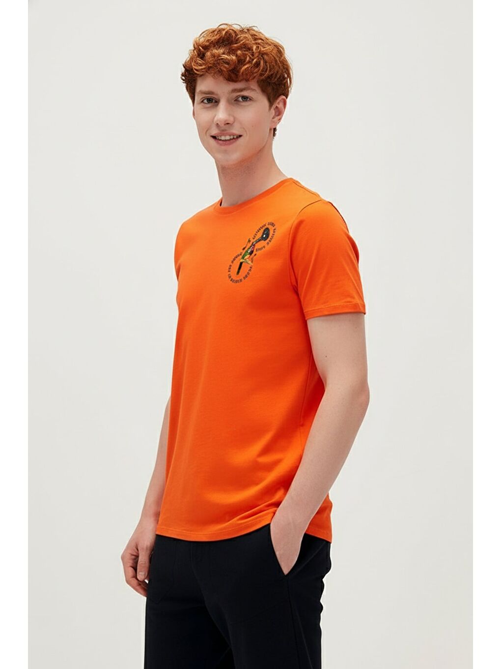Nature Band Turuncu Erkek Baskılı Tişört-1