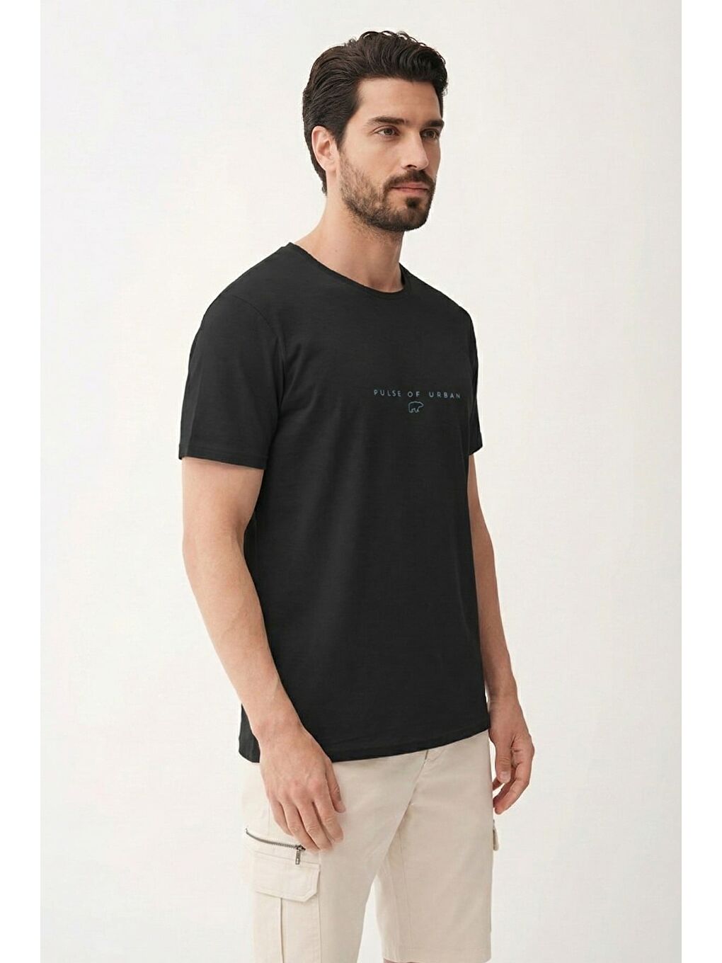 Pulse Siyah Erkek Baskılı Tişört-1