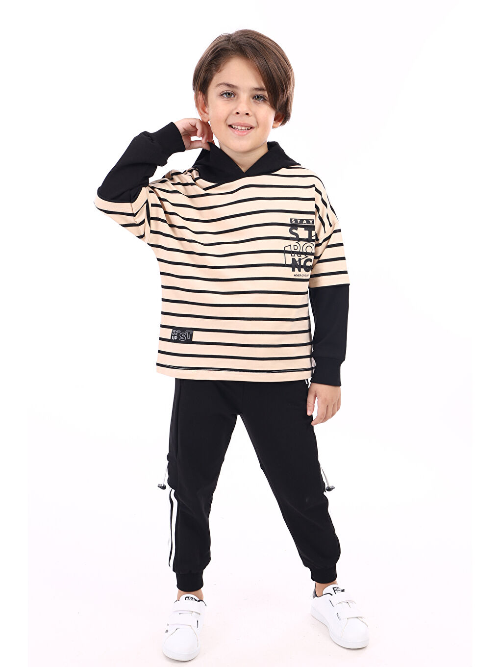 Bej Erkek Çocuk Baskılı Eşofman Takım