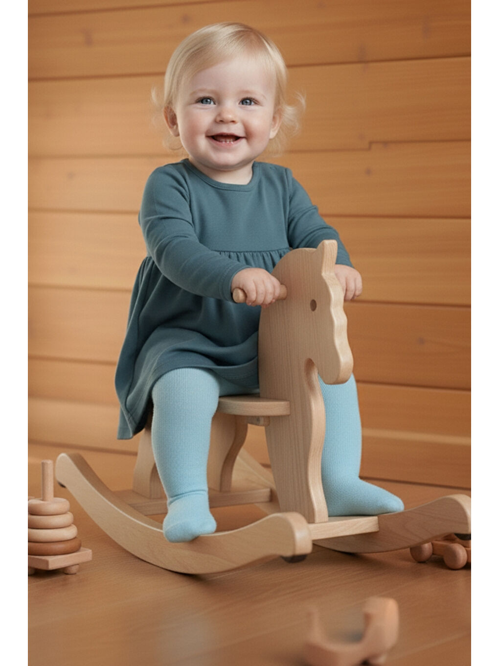 Kız Bebek Mavi Pamuk Külotlu Çorap-1