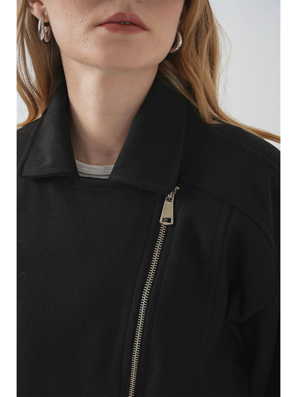 0717 Kadın Kısa Kaşe Ceket - Siyah-6