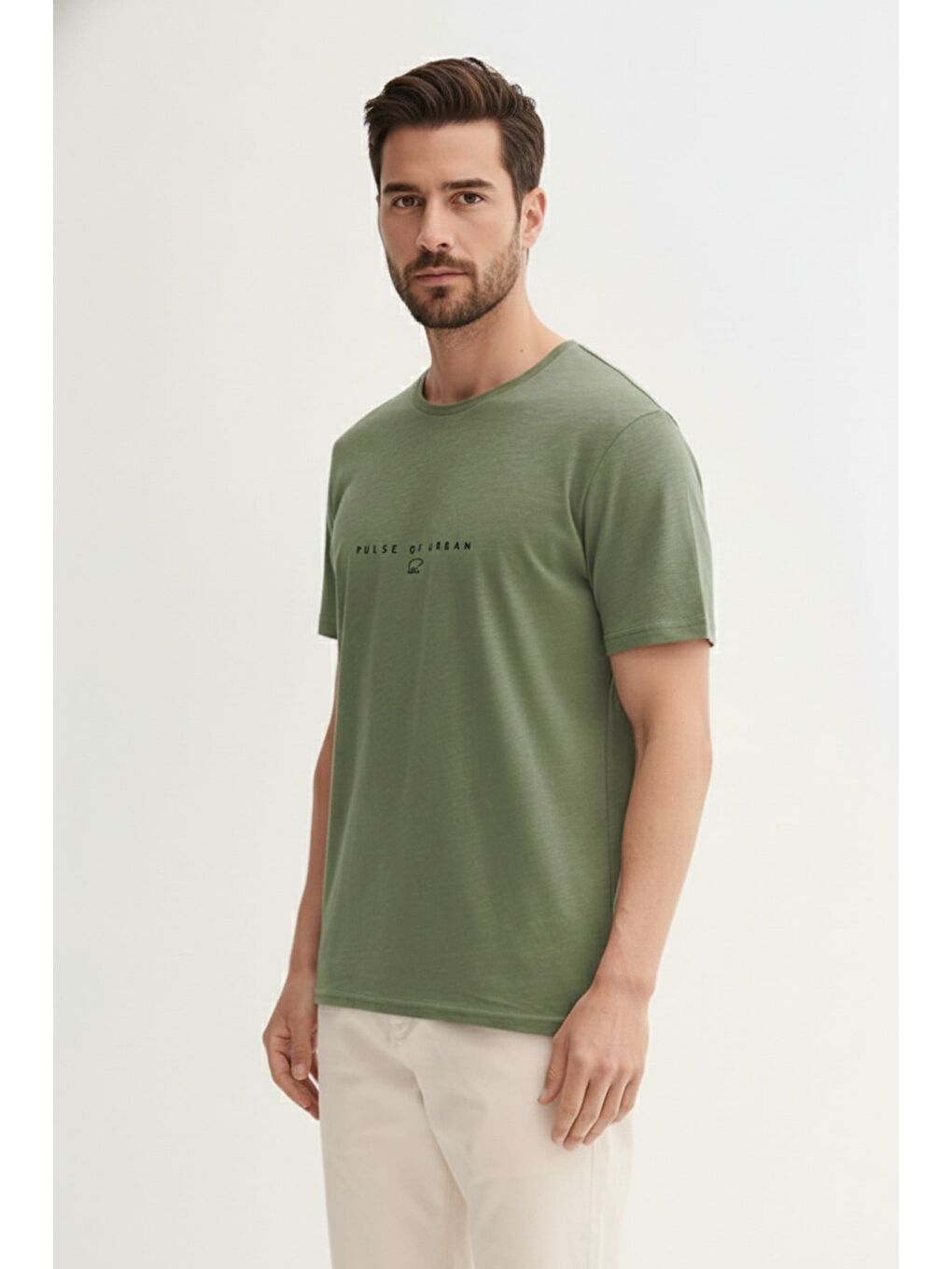 Pulse Soluk Yeşil Erkek Baskılı Tişört-1