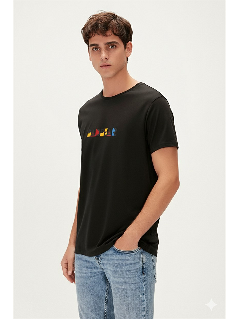 Retro Colors Siyah Erkek Baskılı Tişört-1