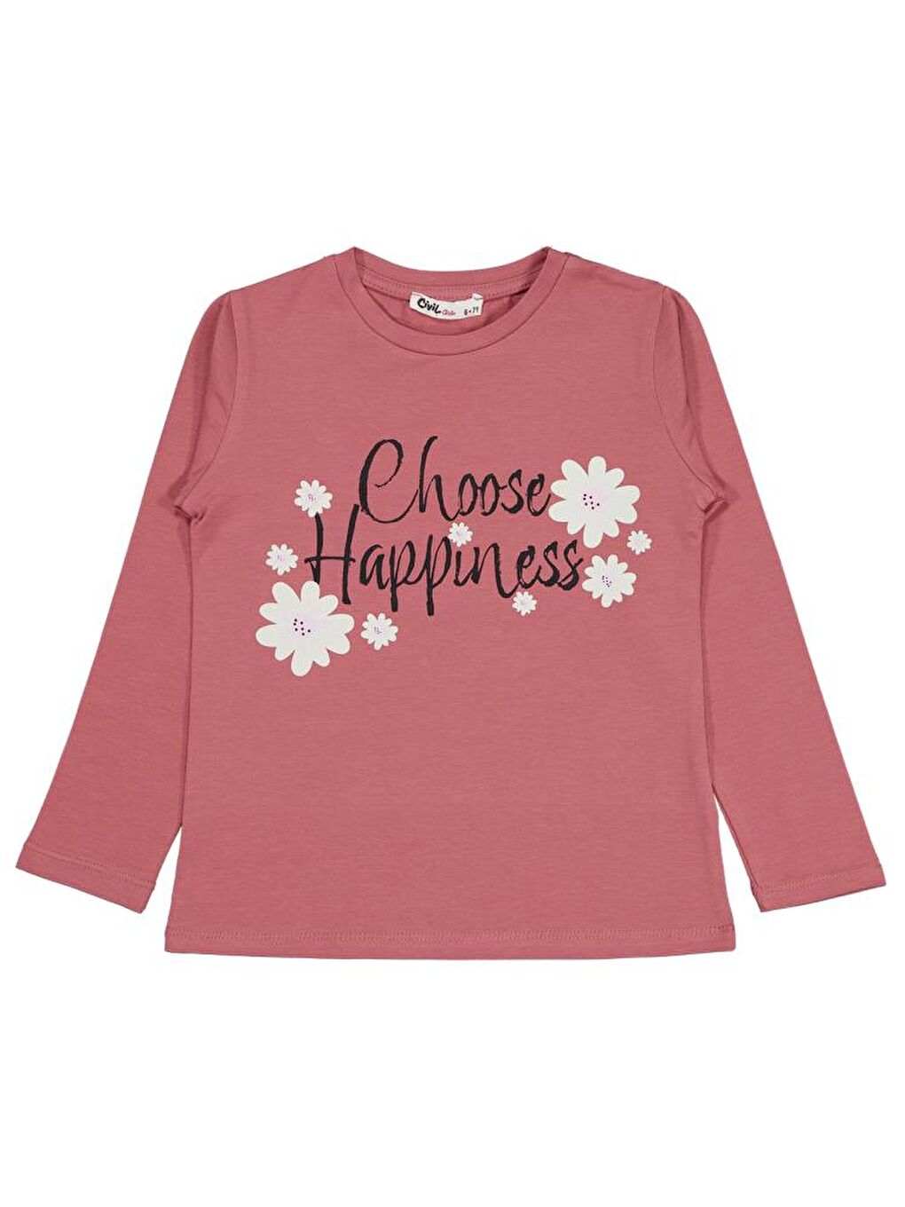 Girls Choose Happiness Baskılı 6-9 Yaş Sweatshirt - Pembe 7-8 Yaş-1
