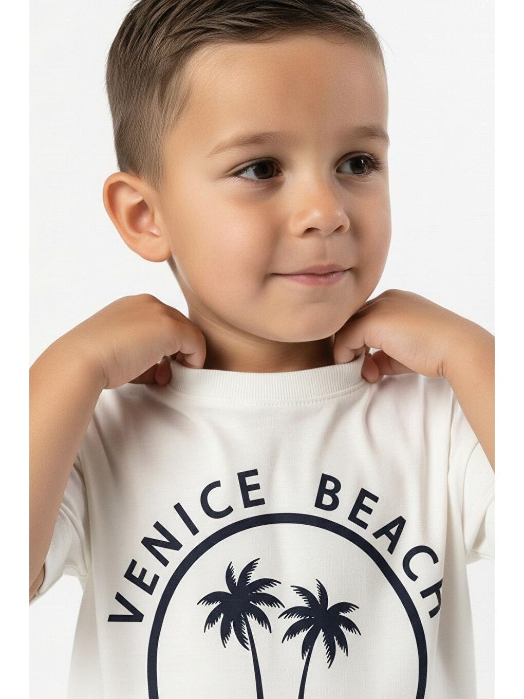 Lacivert California Baskılı Tişört-1