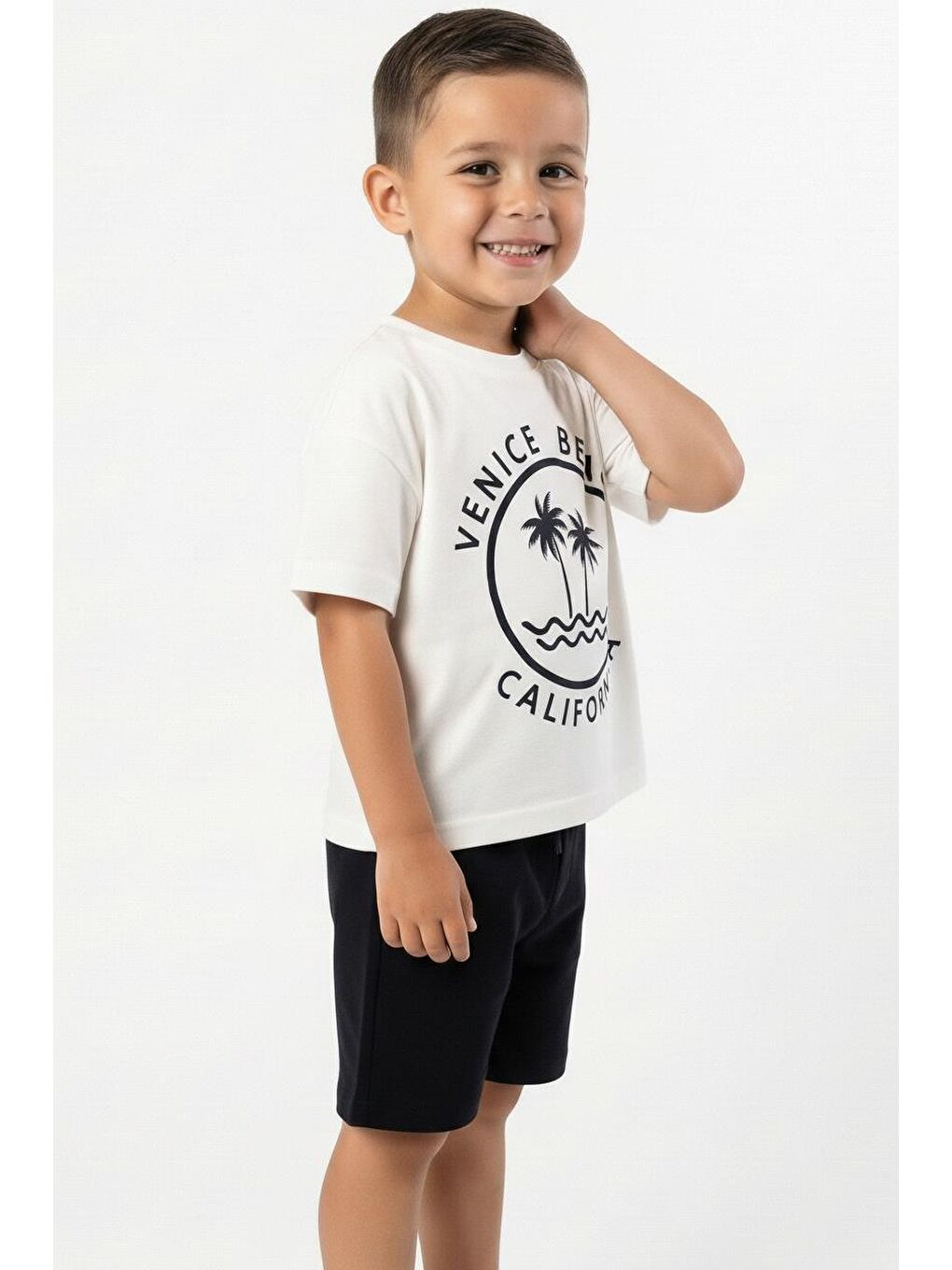 Lacivert California Baskılı Tişört-2