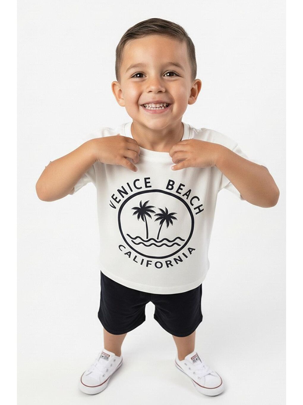 Lacivert California Baskılı Tişört-3