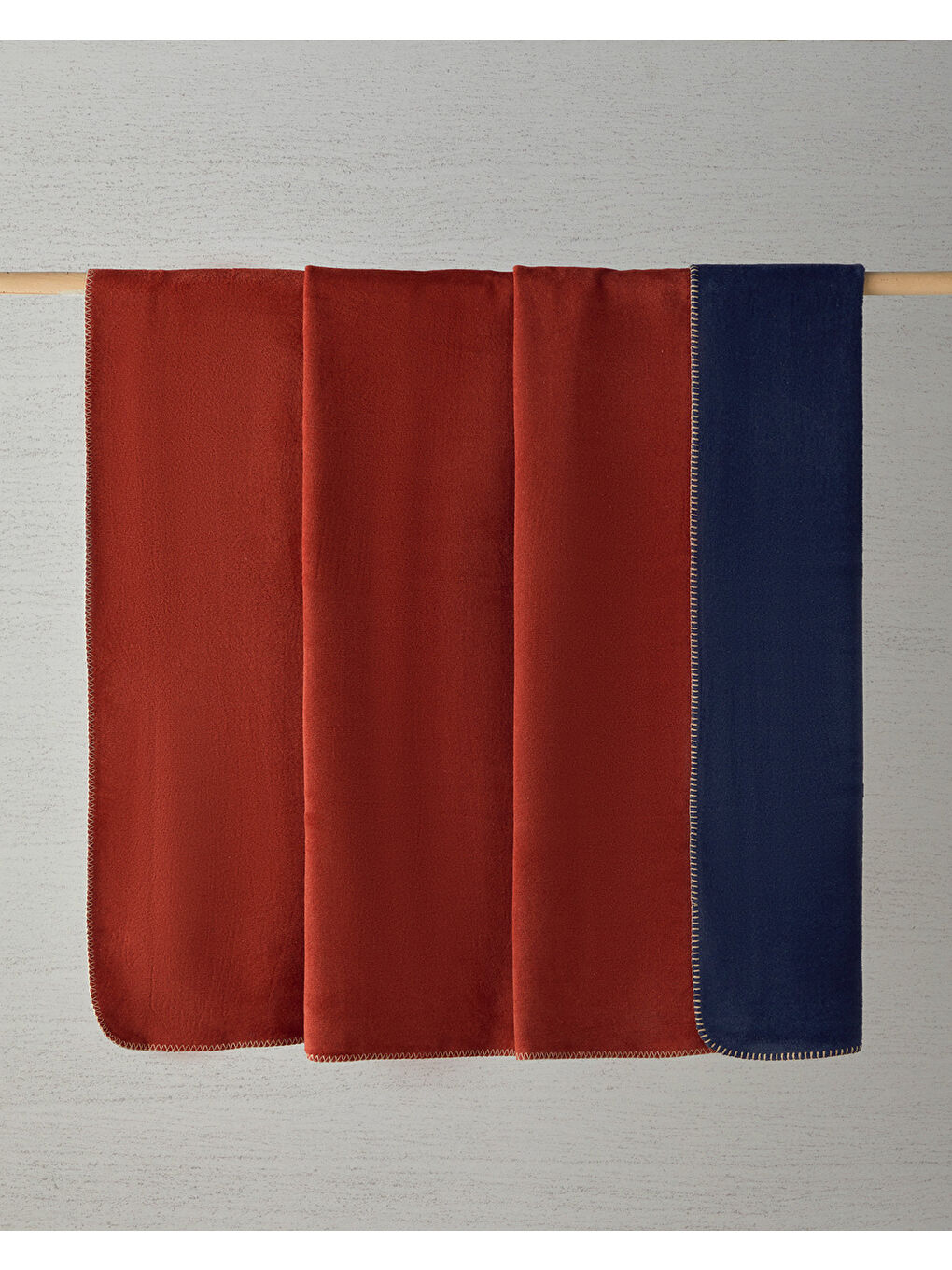 Plain Pamuklu Tek Kişilik Battaniye Antrasit - Turuncu