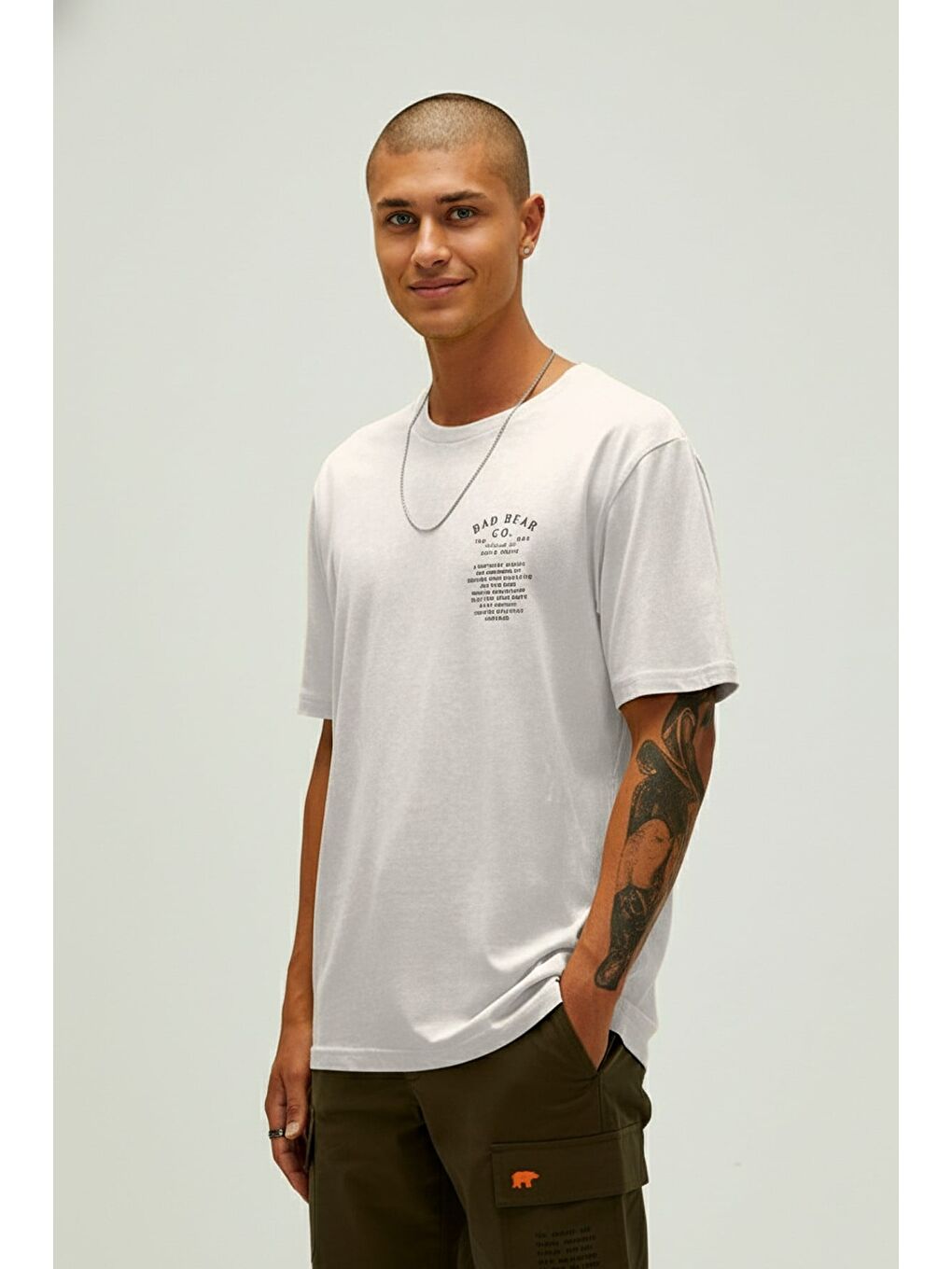 Saudade Beyaz Erkek Baskılı Tişört-2