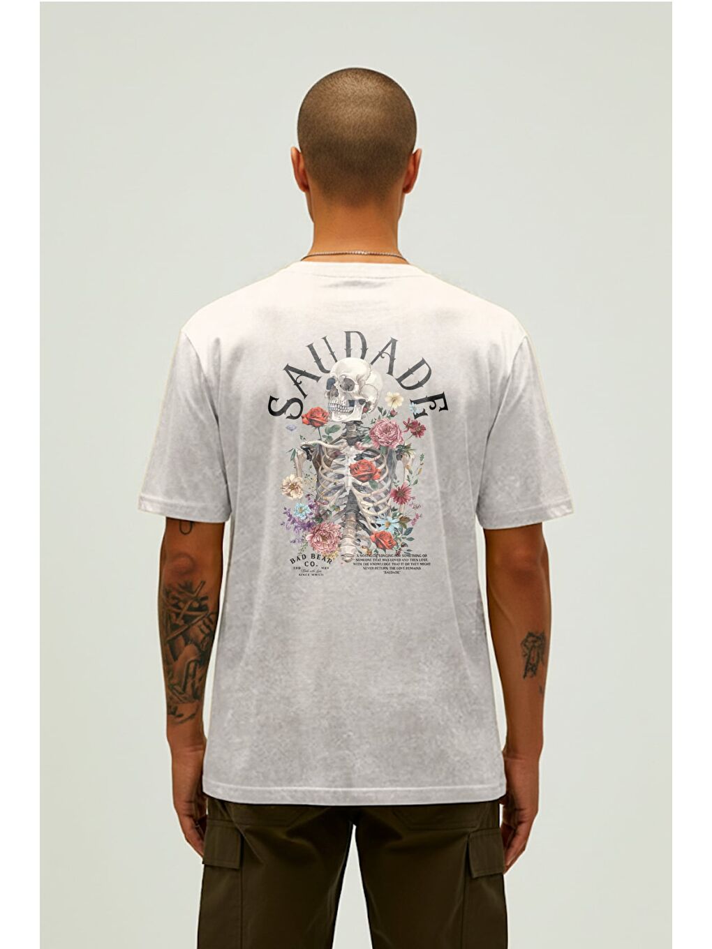 Saudade Beyaz Erkek Baskılı Tişört-3