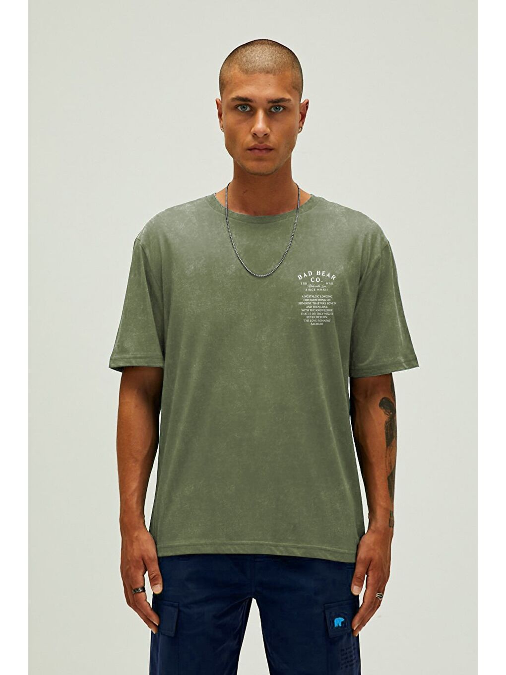 Saudade Soluk Yeşil Erkek Baskılı Tişört