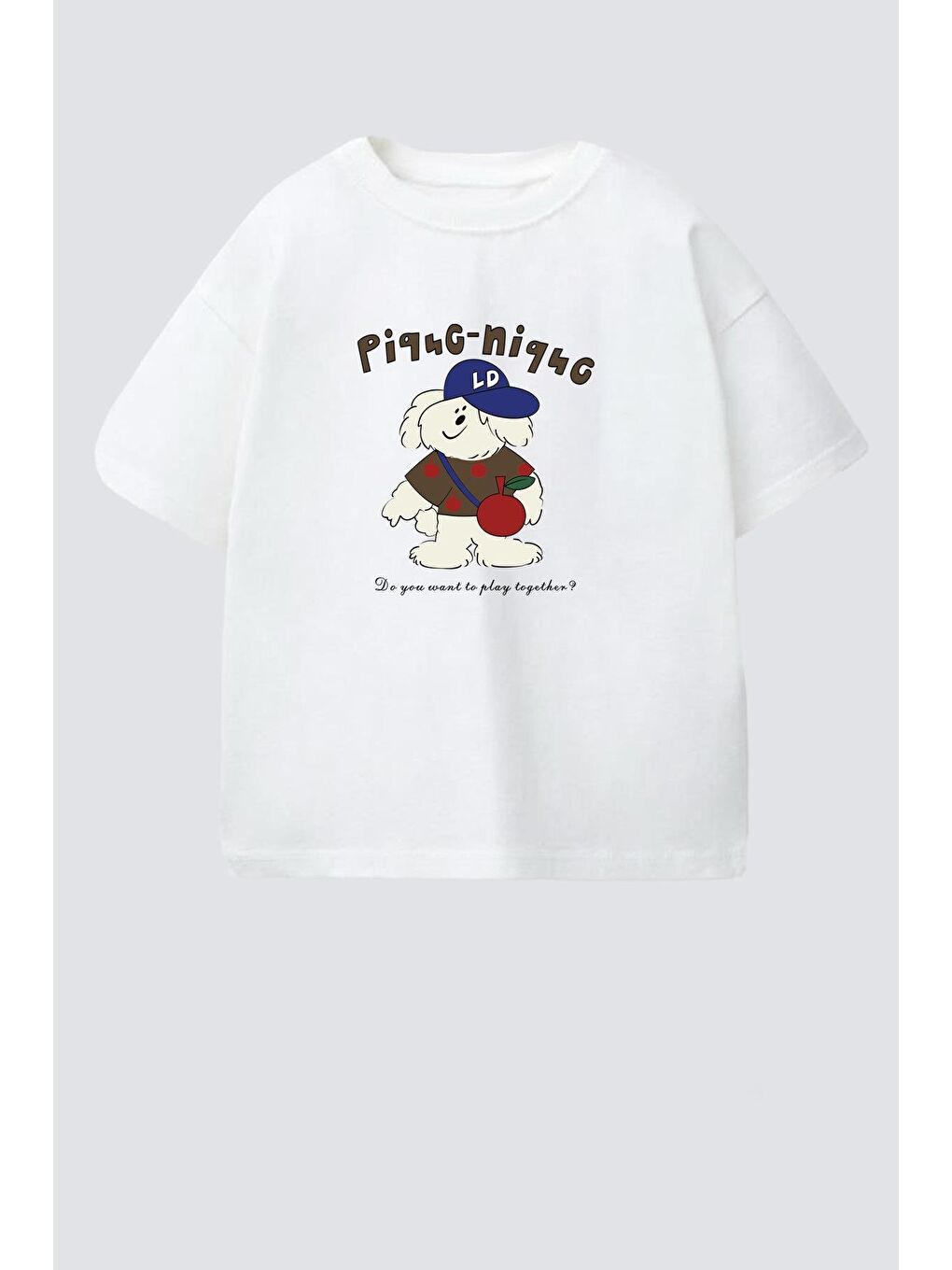 Ekru Erkek Çocuk Pamuklu Bisiklet Yaka Baskılı T-Shirt