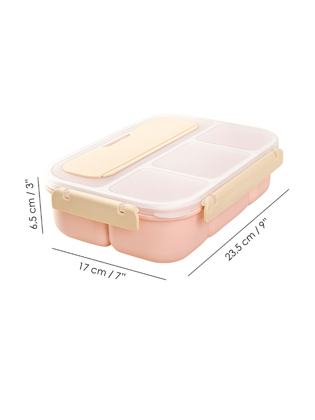 Sızdırmaz Contalı Yemek Kabı - 4 Bölmeli Çatal Kaşıklı Diyet Beslenme Kutusu Lunch Box Pembe-7